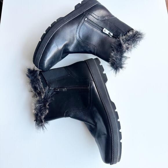Easy Spirit Women’s Black Faux Fur Ankle Boots Size 9 Cozy Winter Zip Booties - Picture 7 of 7